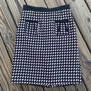 Milly Wool Knit Skirt Back Zip Bow Pockets